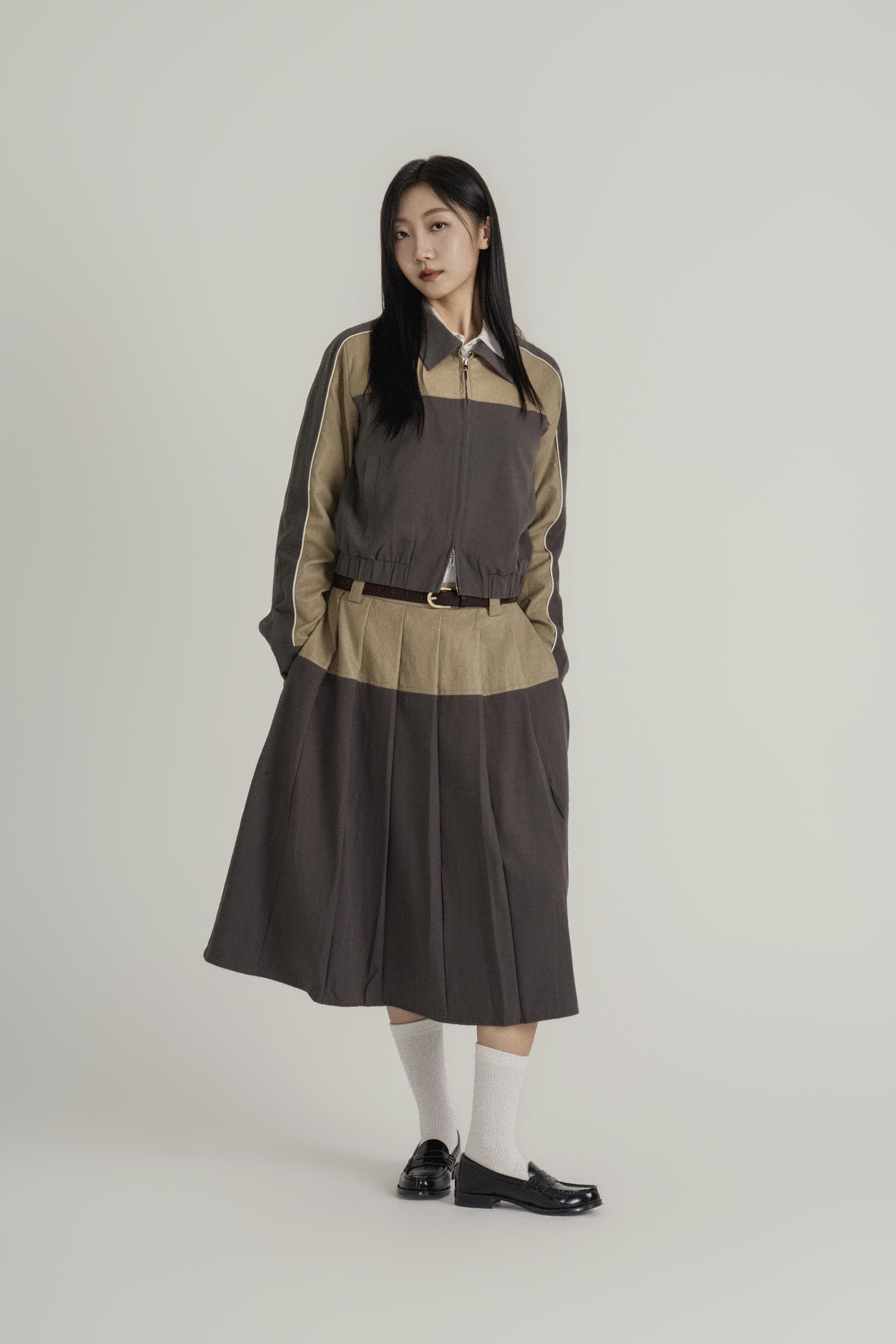 컬러 블록 크롭 헤리티지 셋업