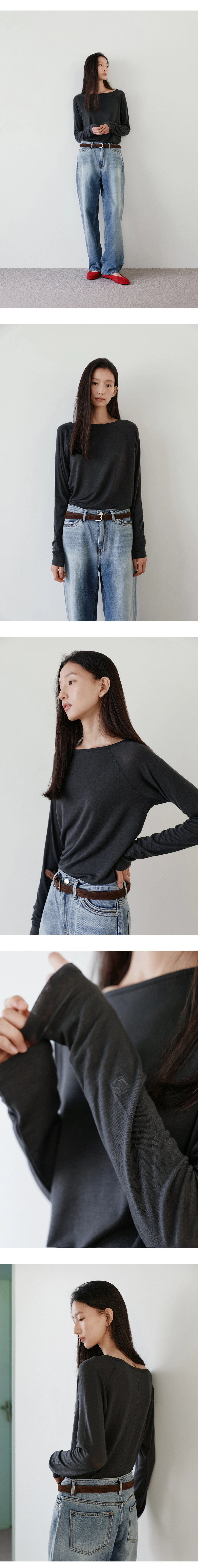 Sheer boatneck raglan t-shirt_4colors