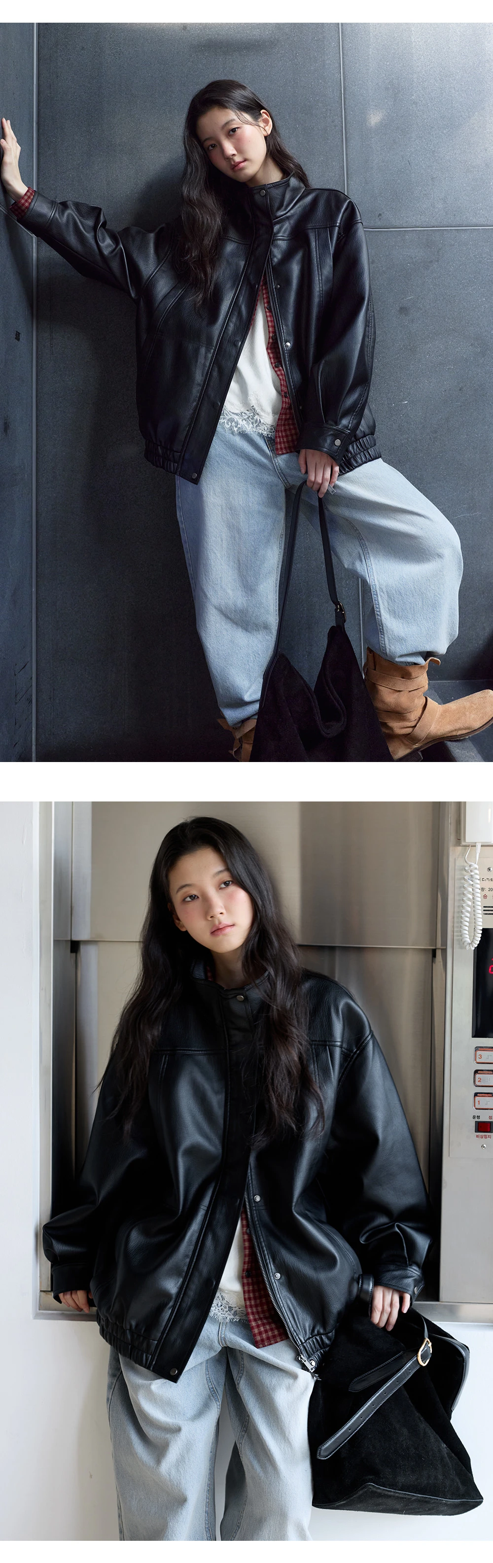 Collin leather overfit blouson_2colors