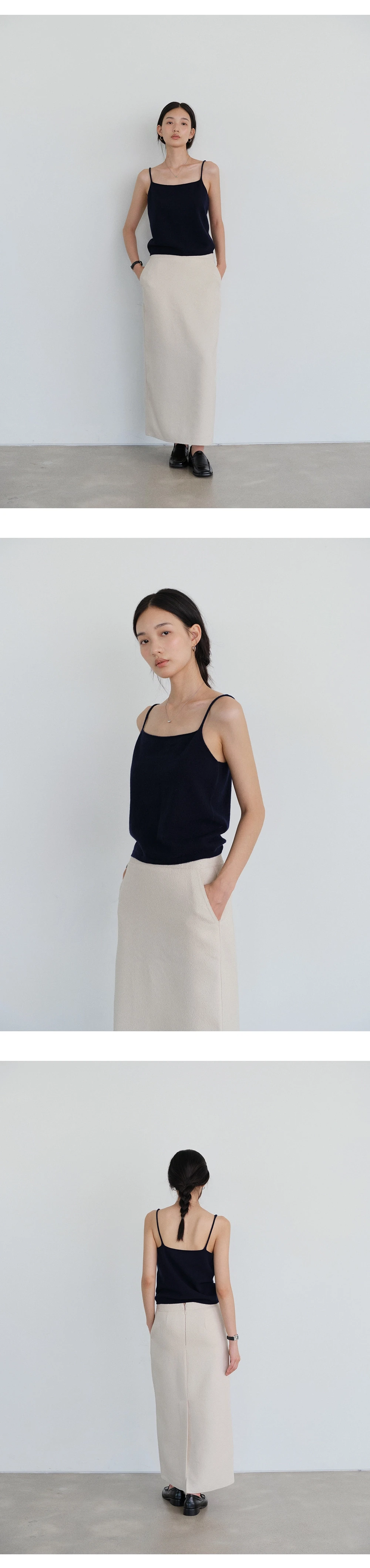 Yak wool V-neck knit&sleeveless SET_3colors