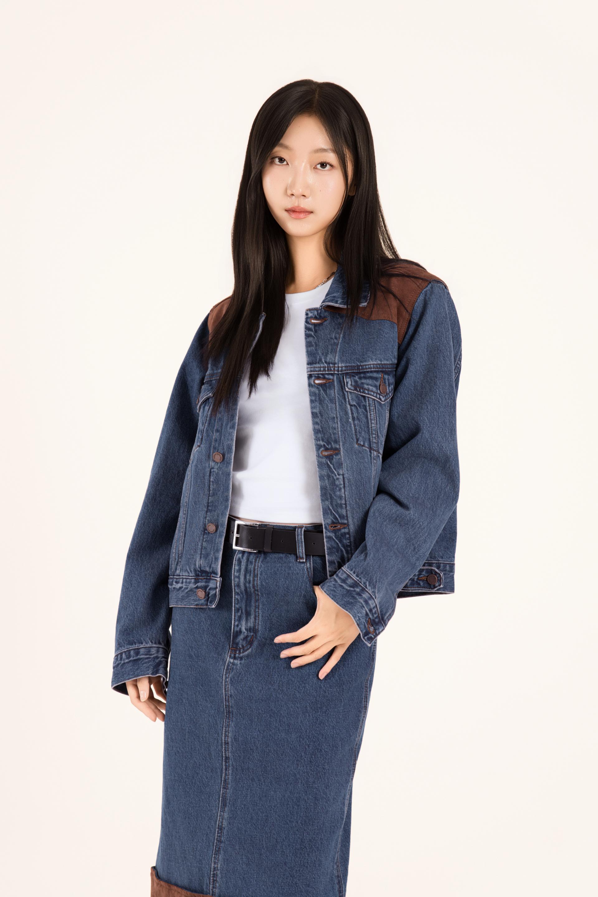 웨스턴 배색 데님 스커트 셋업