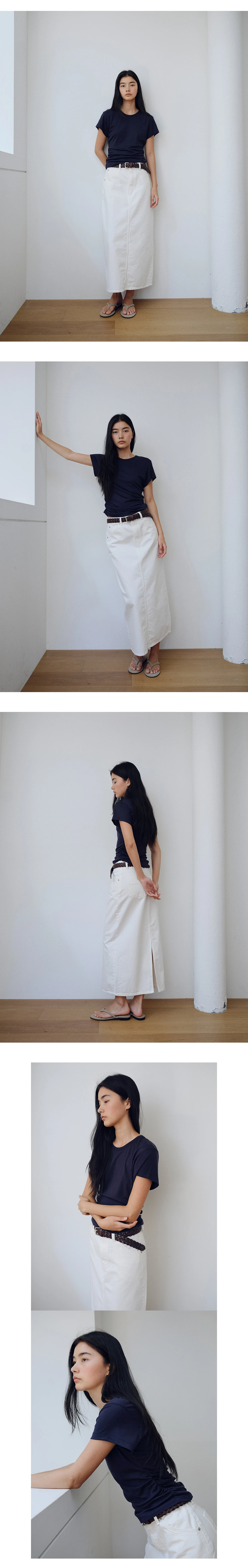 Denim H-line long skirt_2colors