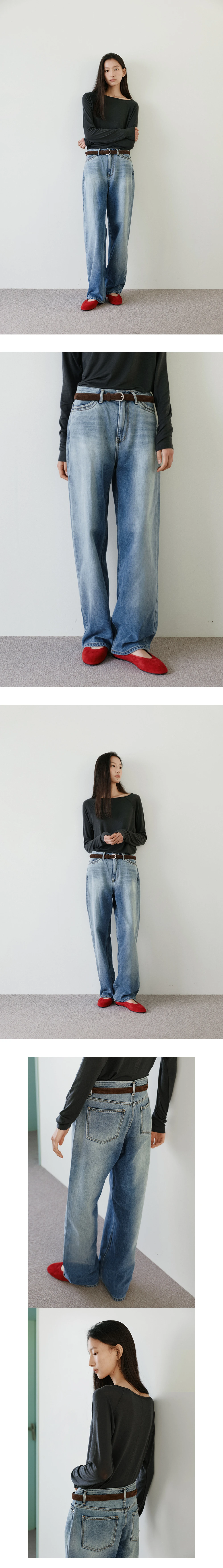 [지민 착용] Boy brushed wide denim