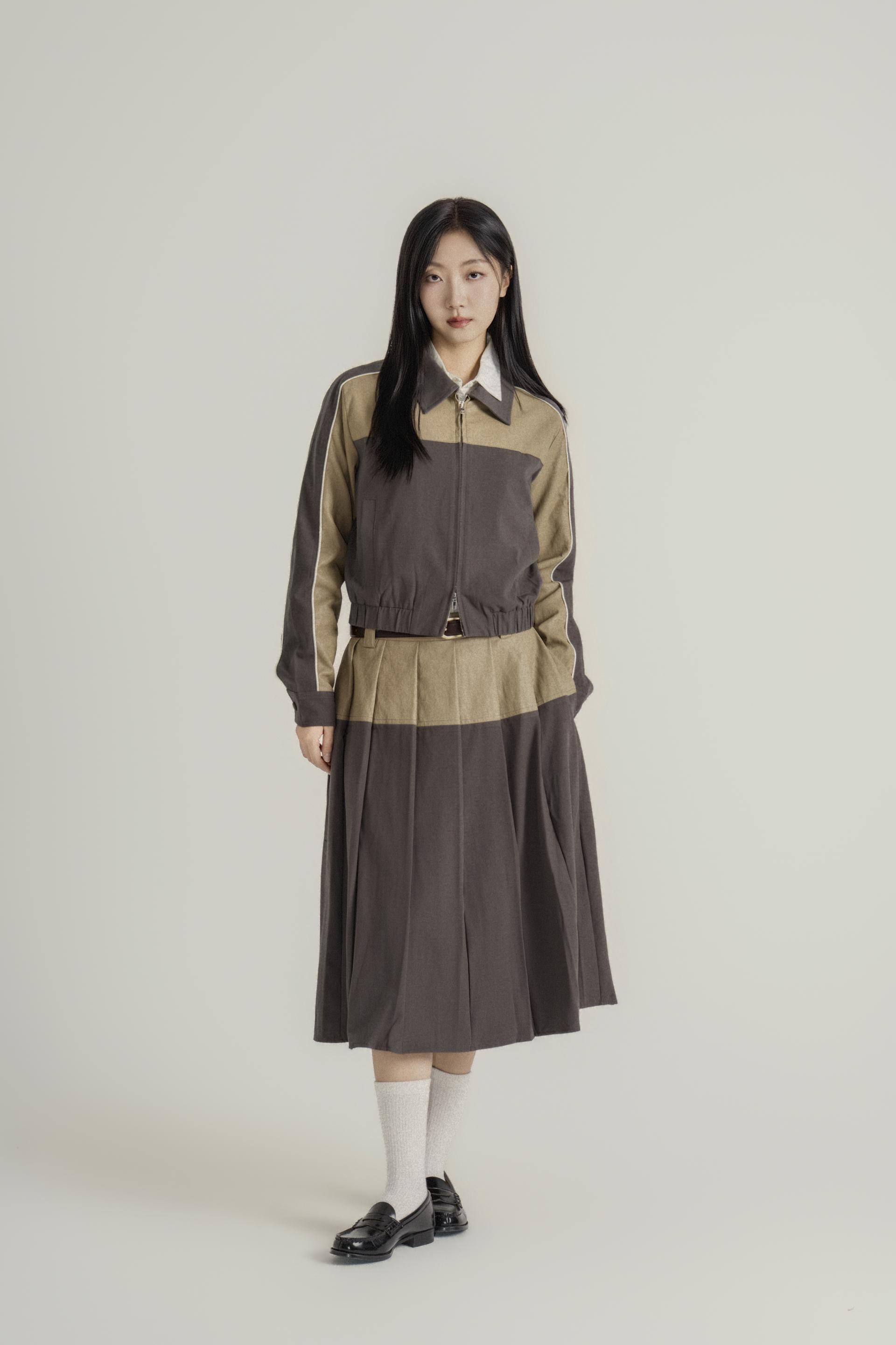 컬러 블록 크롭 헤리티지 셋업