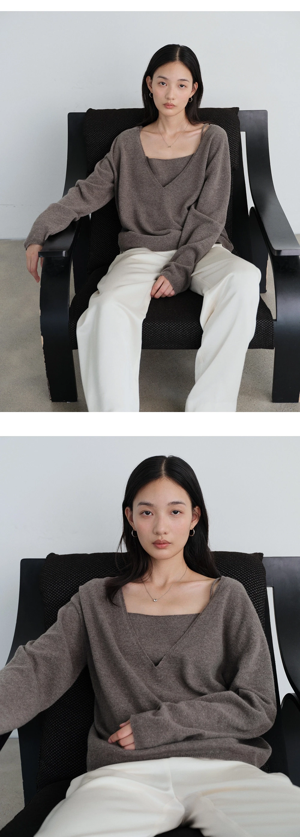 Yak wool V-neck knit_3colors