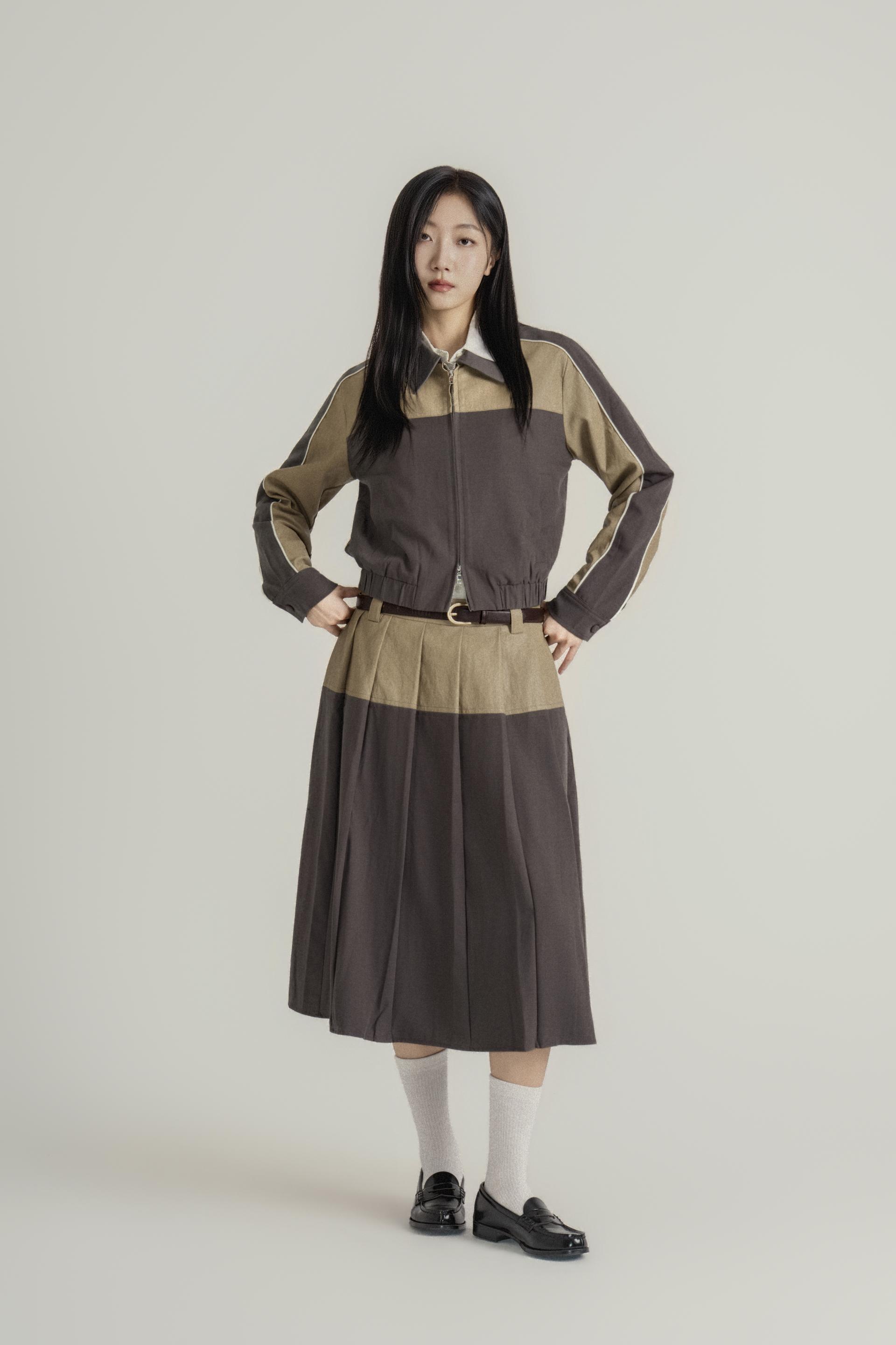 컬러 블록 크롭 헤리티지 셋업