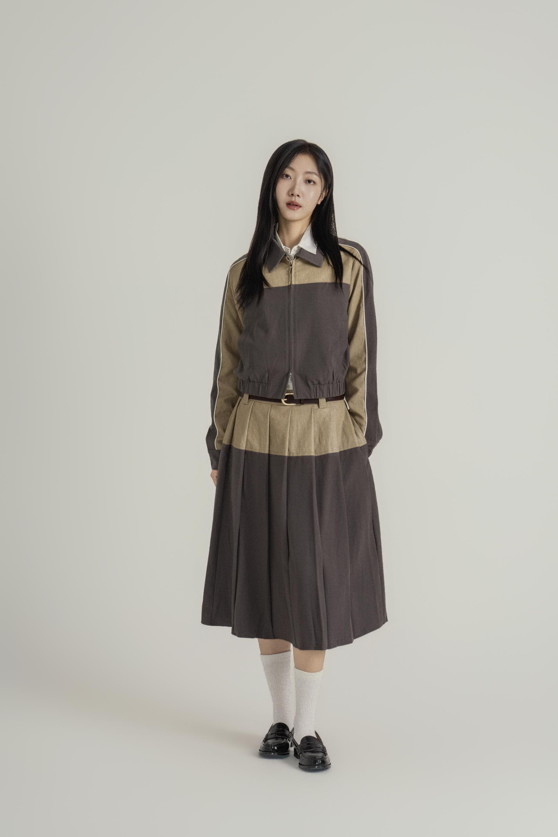 컬러 블록 크롭 헤리티지 셋업