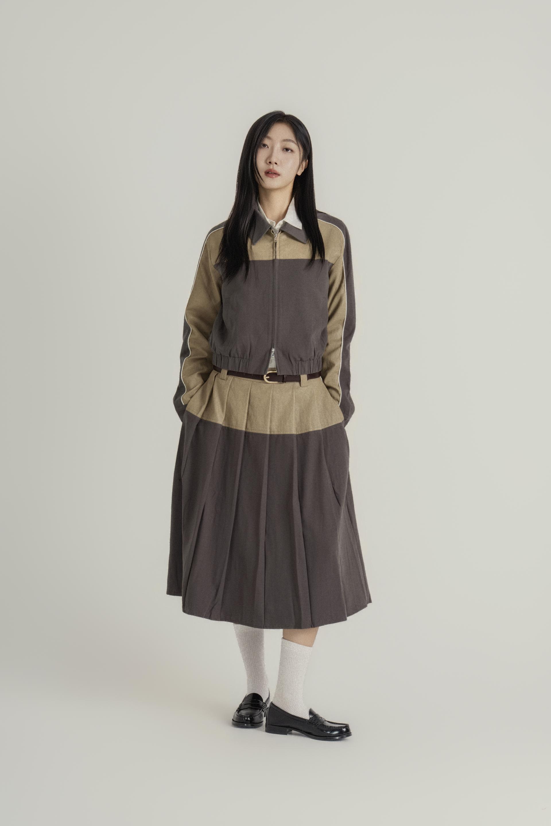 컬러 블록 크롭 헤리티지 셋업
