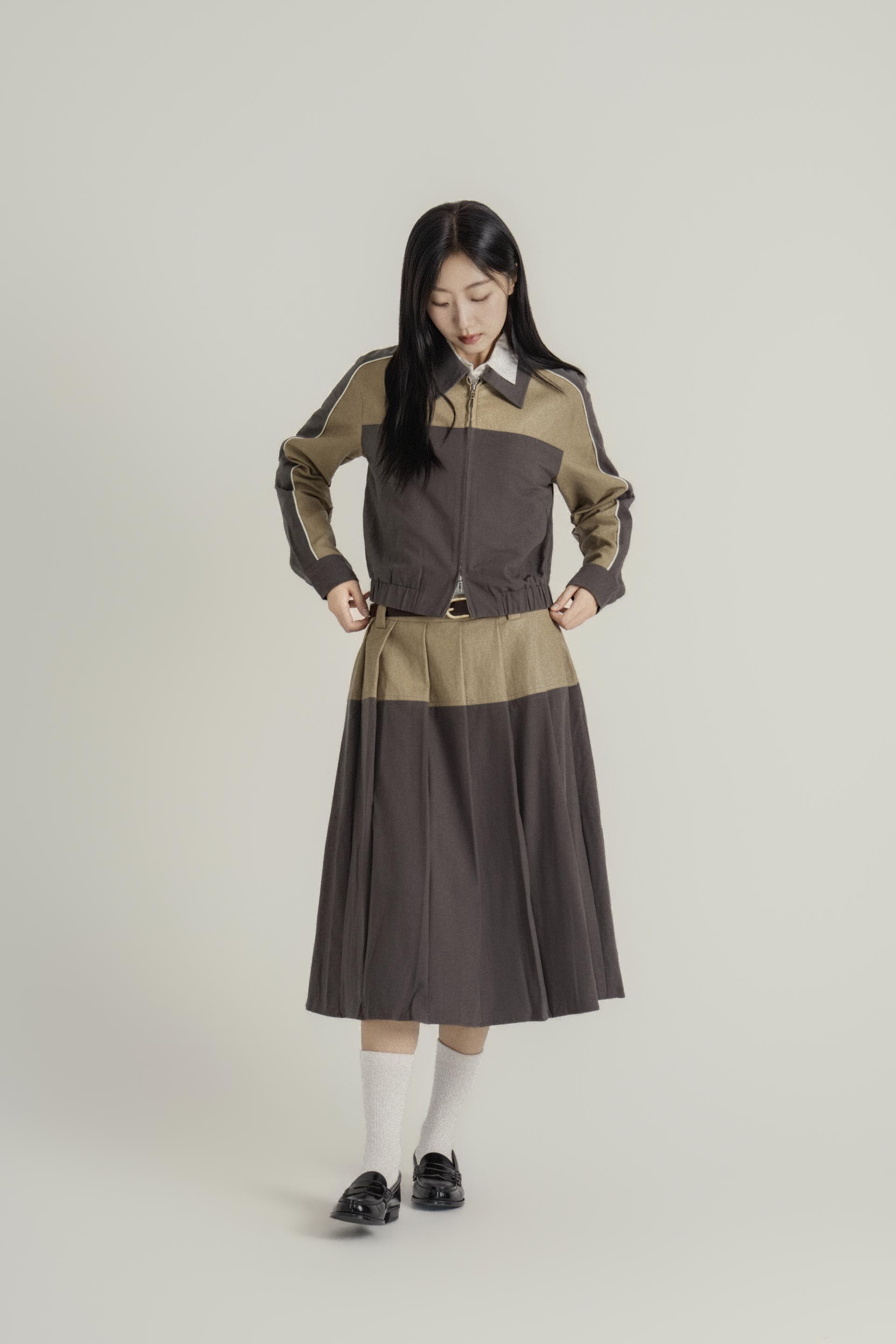 컬러 블록 크롭 헤리티지 셋업