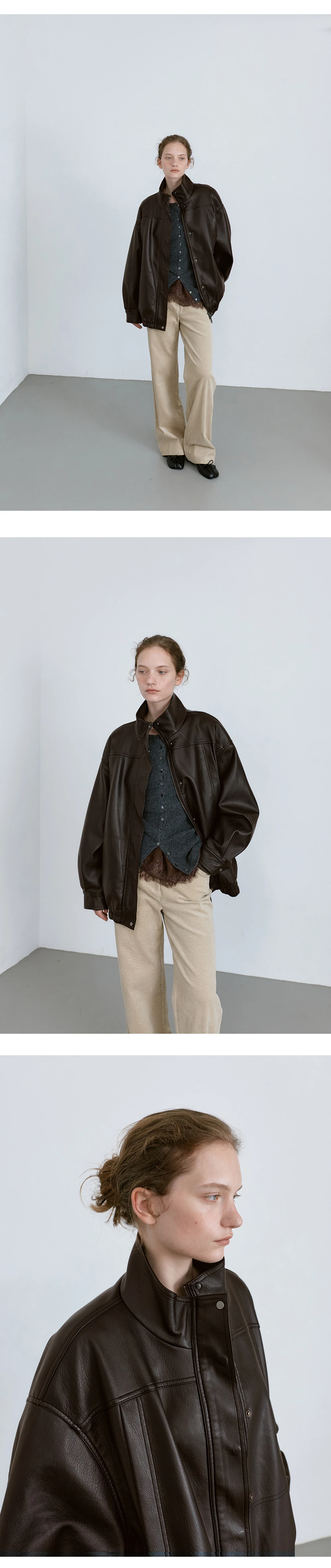 Collin leather overfit blouson_2colors