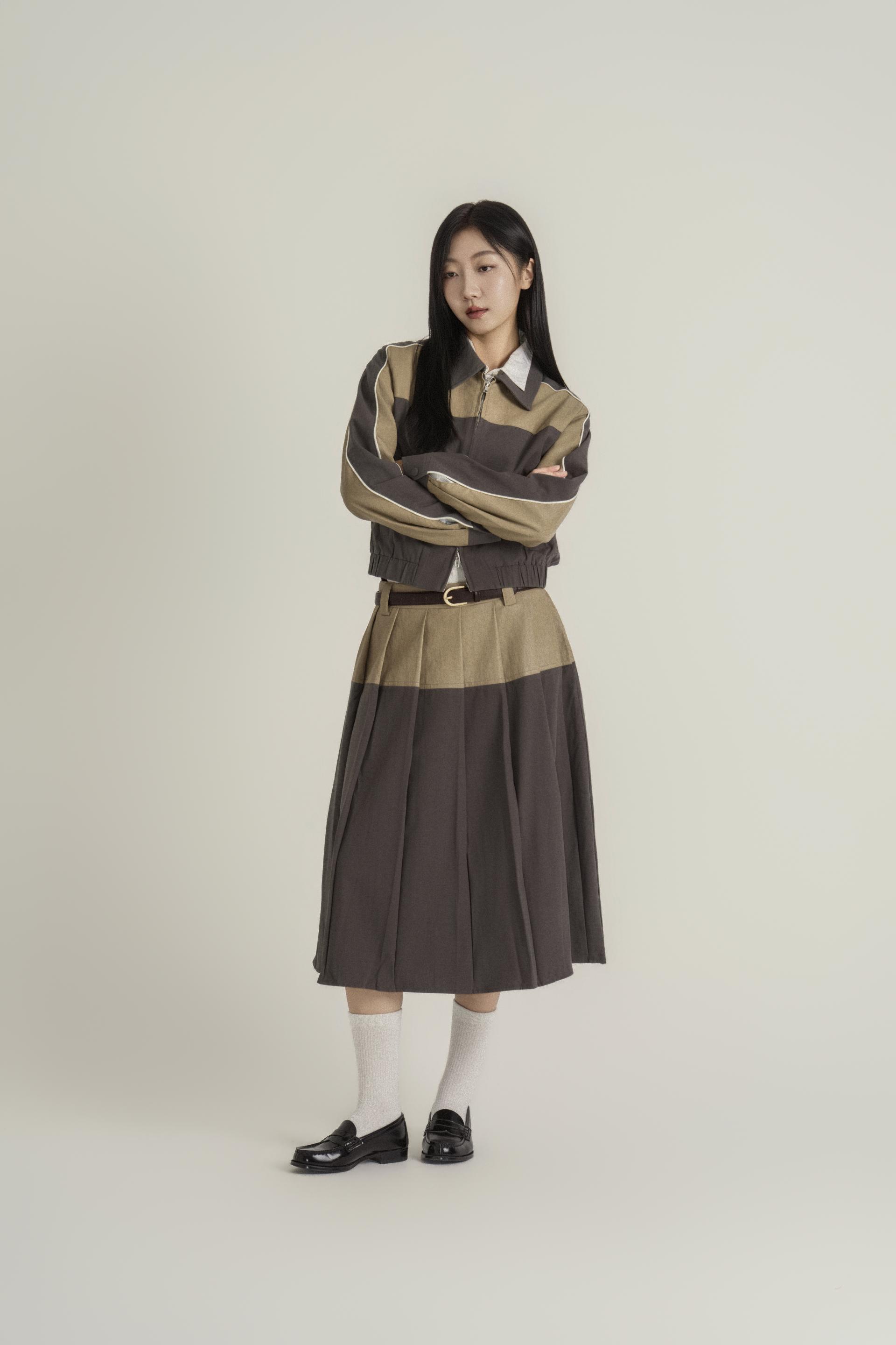 컬러 블록 크롭 헤리티지 셋업