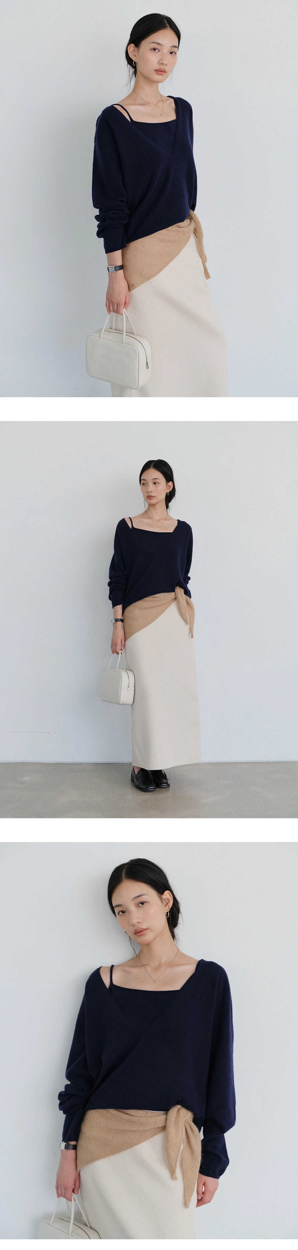 Yak wool V-neck knit_3colors