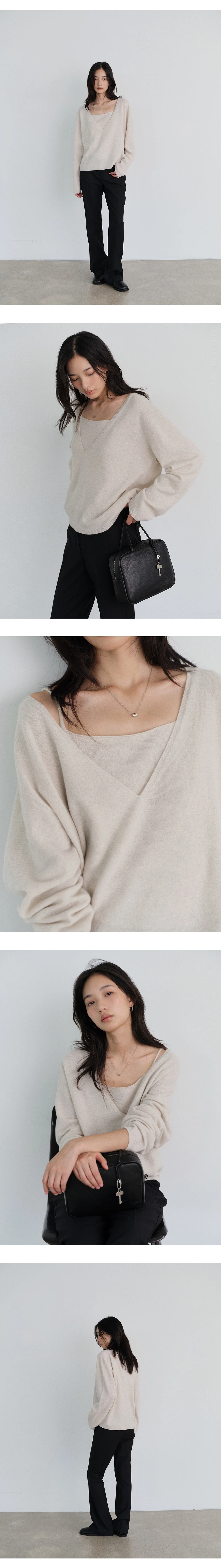 Yak wool V-neck knit_3colors