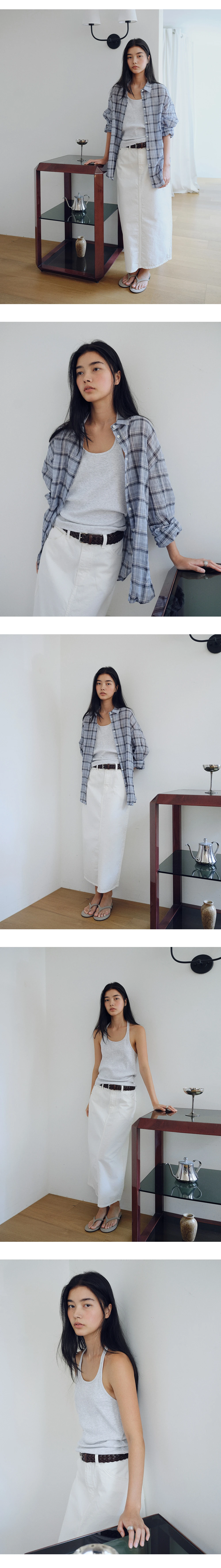 Denim H-line long skirt_2colors