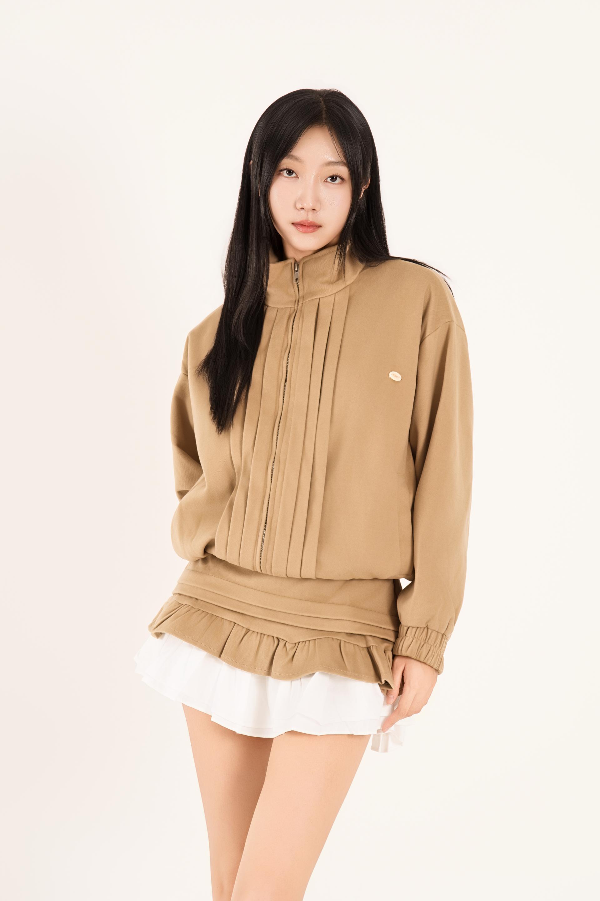하이넥 핀턱 러플 스커트 셋업
