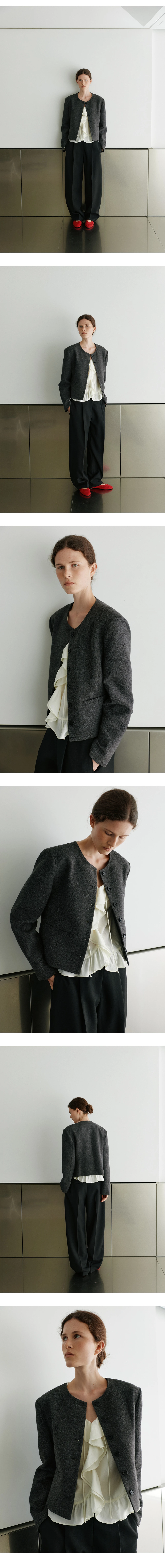 Camila round twill jacket_2colors