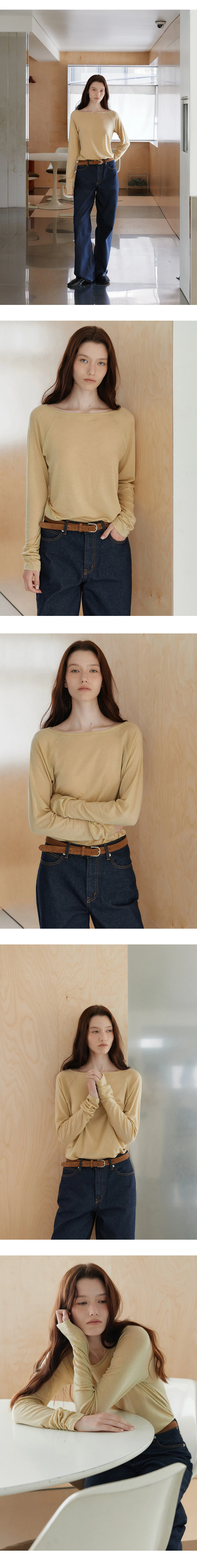 Sheer boatneck raglan t-shirt_4colors