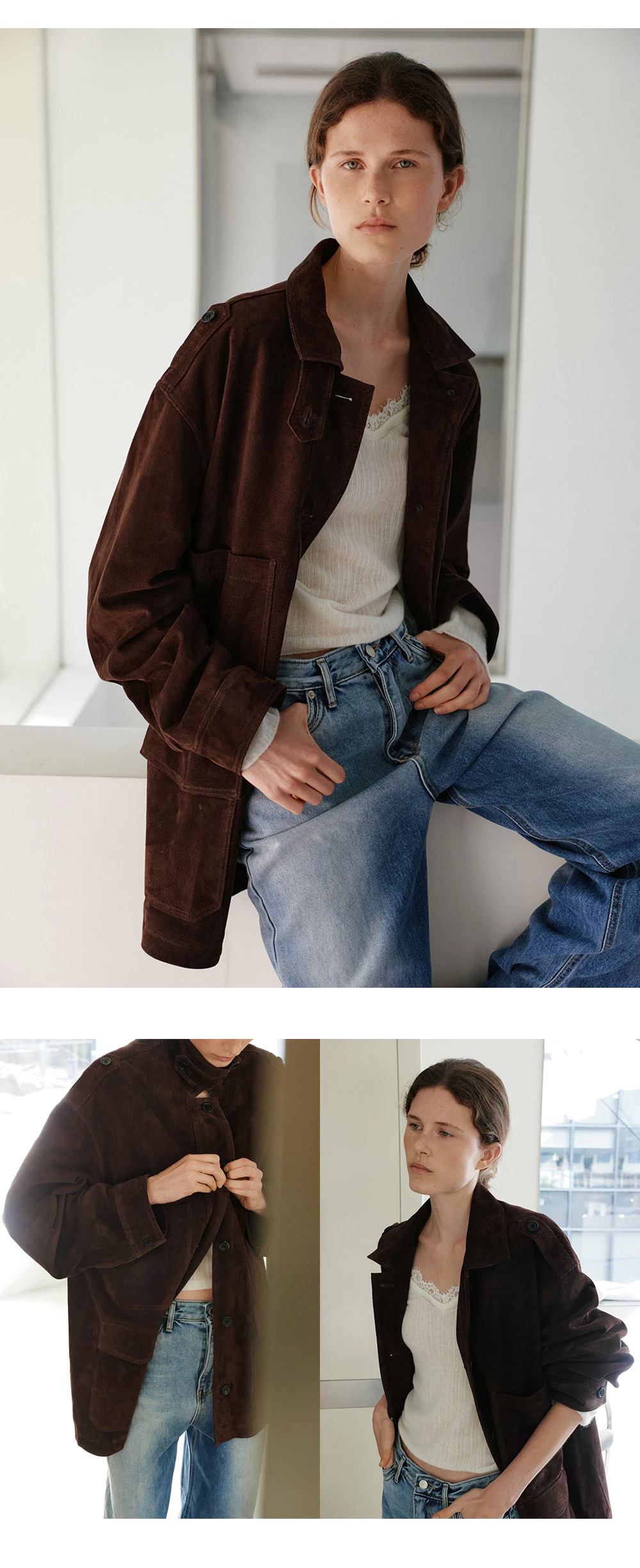 [지민 착용] Suede overfit work jacket_2colors