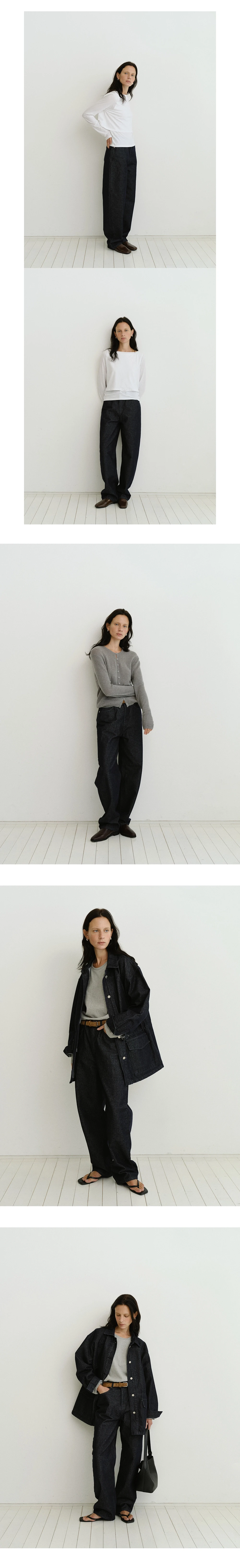 [지민 착용] Curved denim pants_2colors