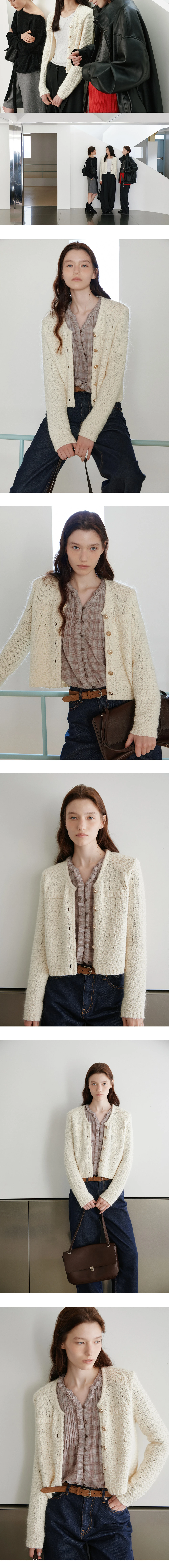 Tweed knit crop jacket_2colors