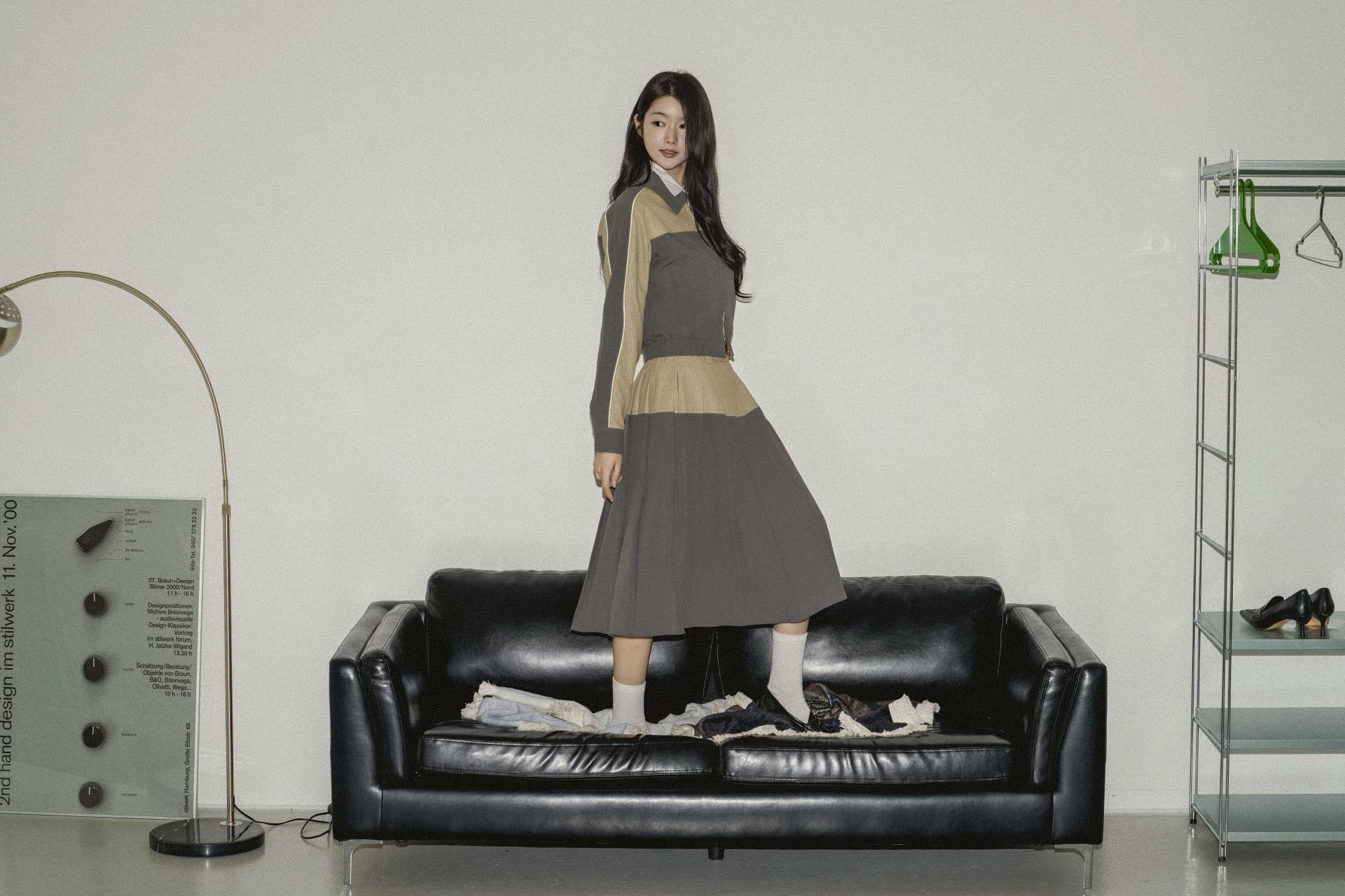 컬러 블록 크롭 헤리티지 셋업