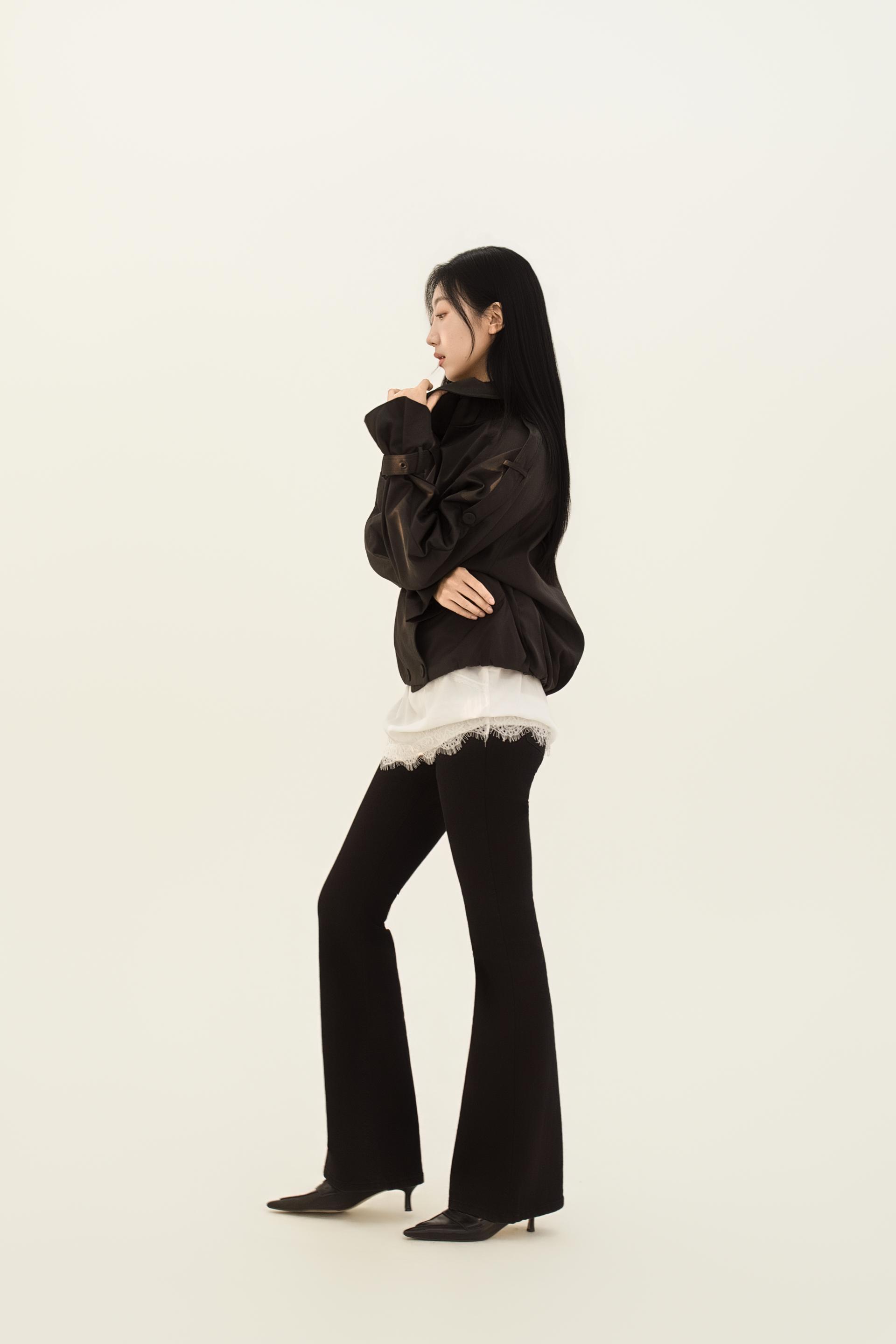 하이넥 더블 브레스티드 볼륨 트렌치 자켓