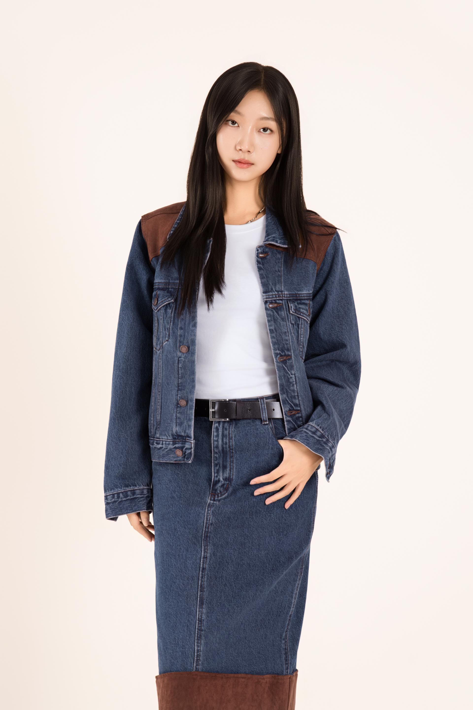 웨스턴 배색 데님 스커트 셋업