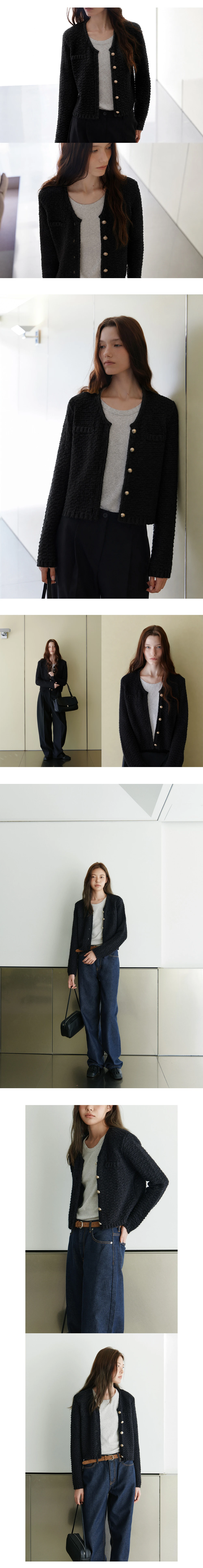 Tweed knit crop jacket_2colors